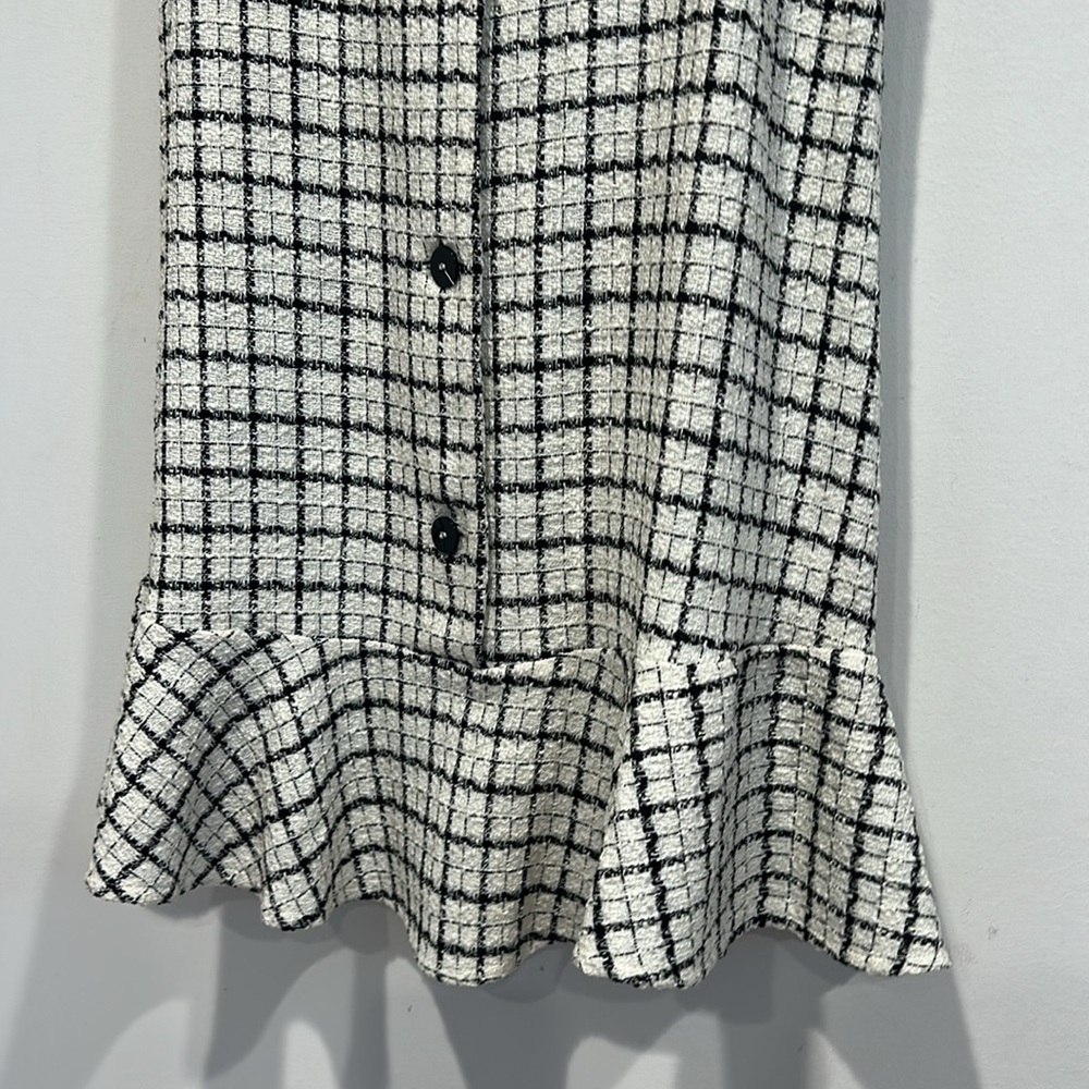 Zara Black and White Checkered pinafore mini dress Women's size medium new w tag - Picture 3 of 6